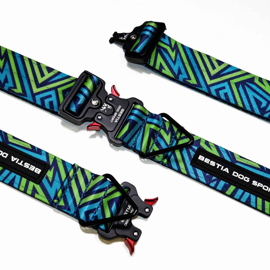 Bestia Dog Sport GripPro Print Collar - Blue&Green