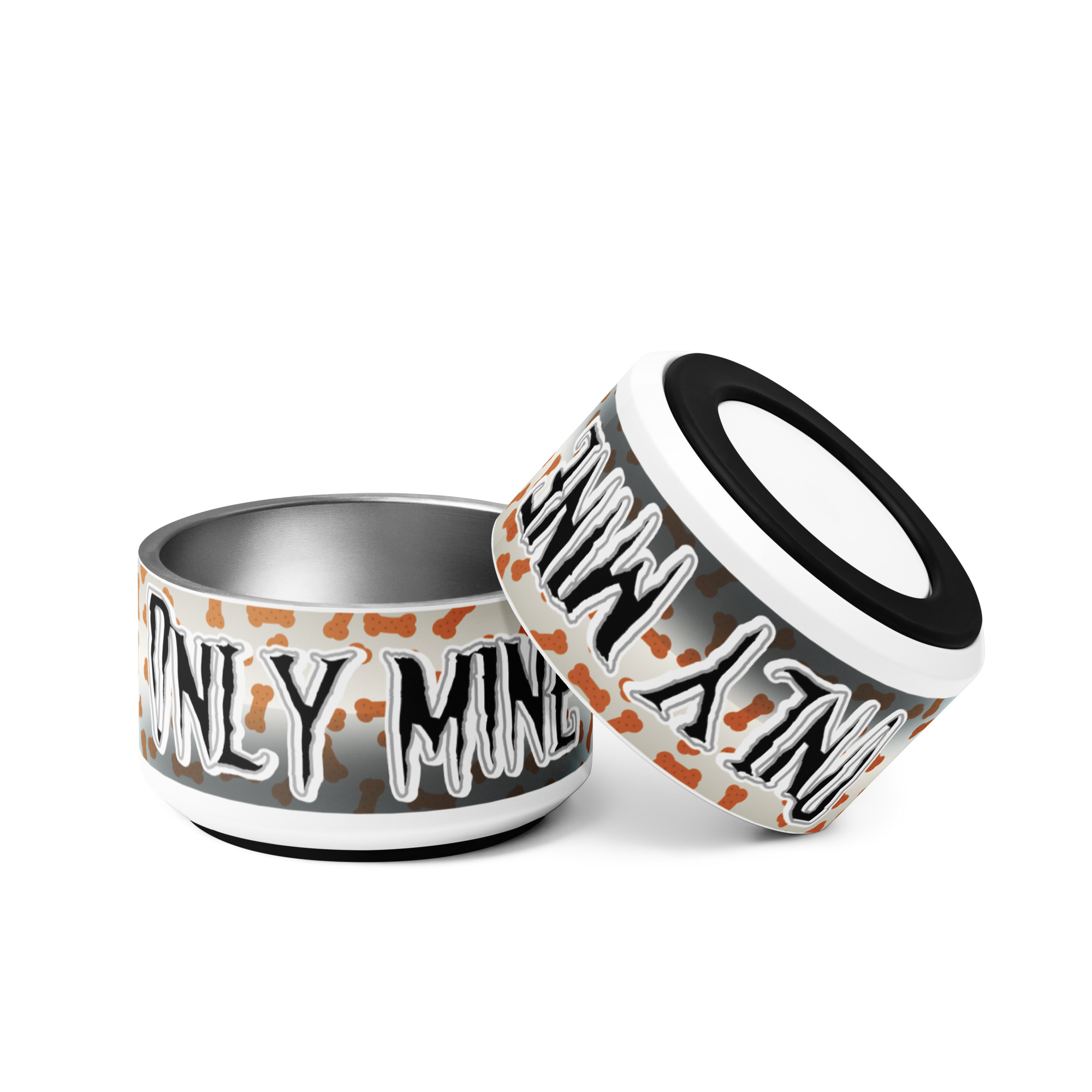 Nerezová miska pre psa „Only Mine“ – bielá – Obrázok 5