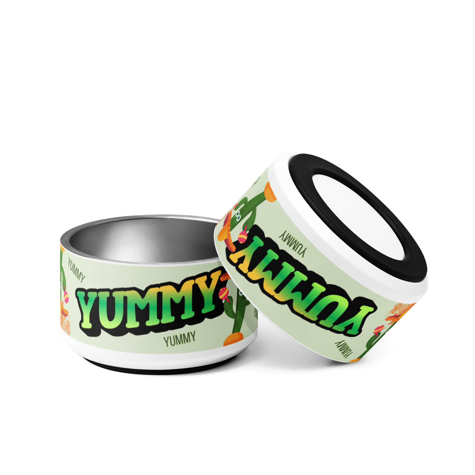 Štýlová nerezová miska pre psa "Yummy" s kaktusovým dizajnom – Obrázok 5