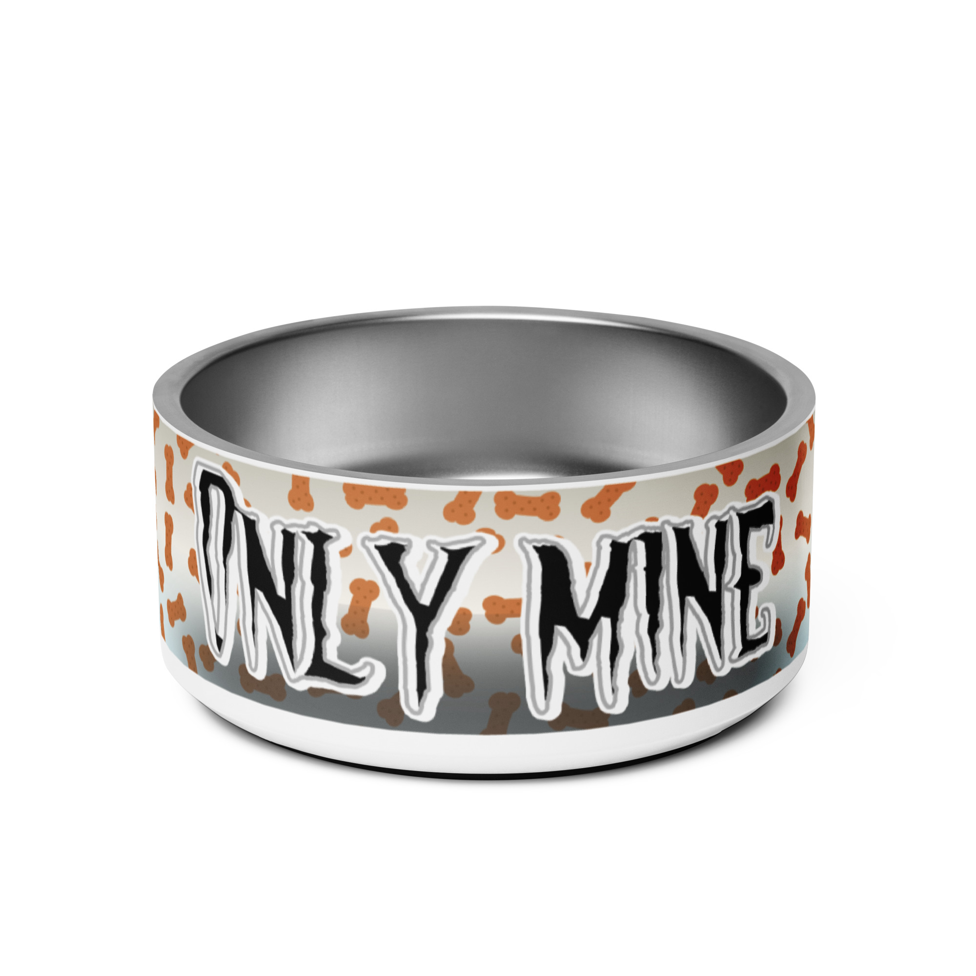 Nerezová miska pre psa „Only Mine“ – bielá – Obrázok 2