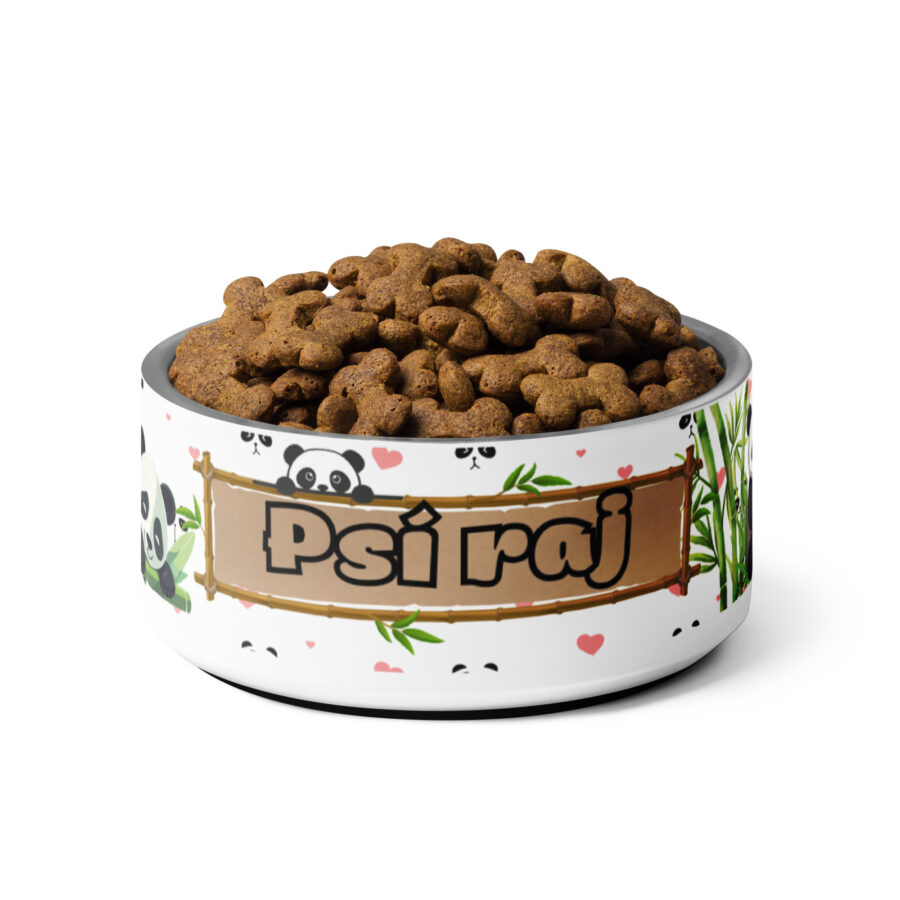 Štýlová nerezová miska pre psa "Psí raj" – dizajn s pandami