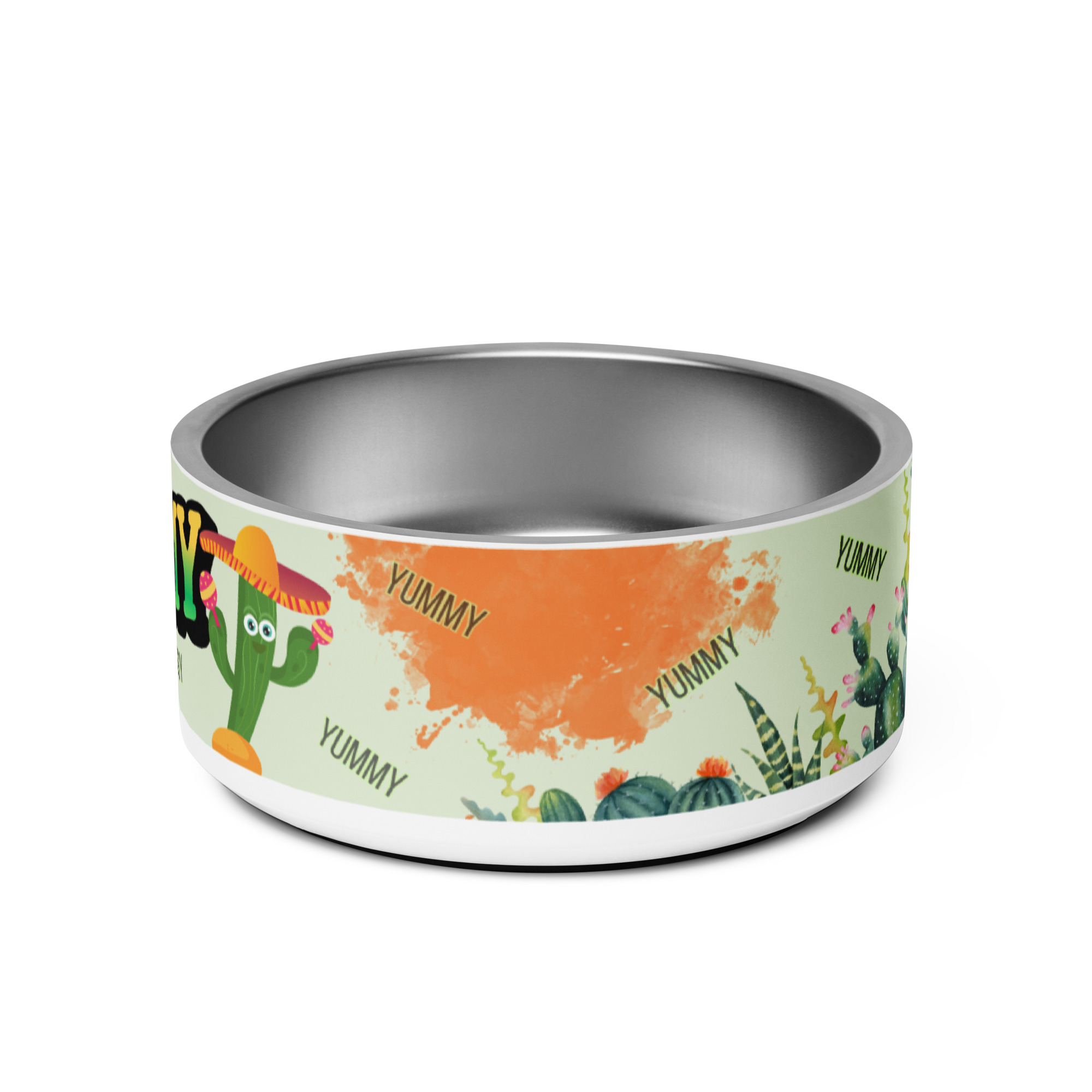 Štýlová nerezová miska pre psa "Yummy" s kaktusovým dizajnom – Obrázok 4