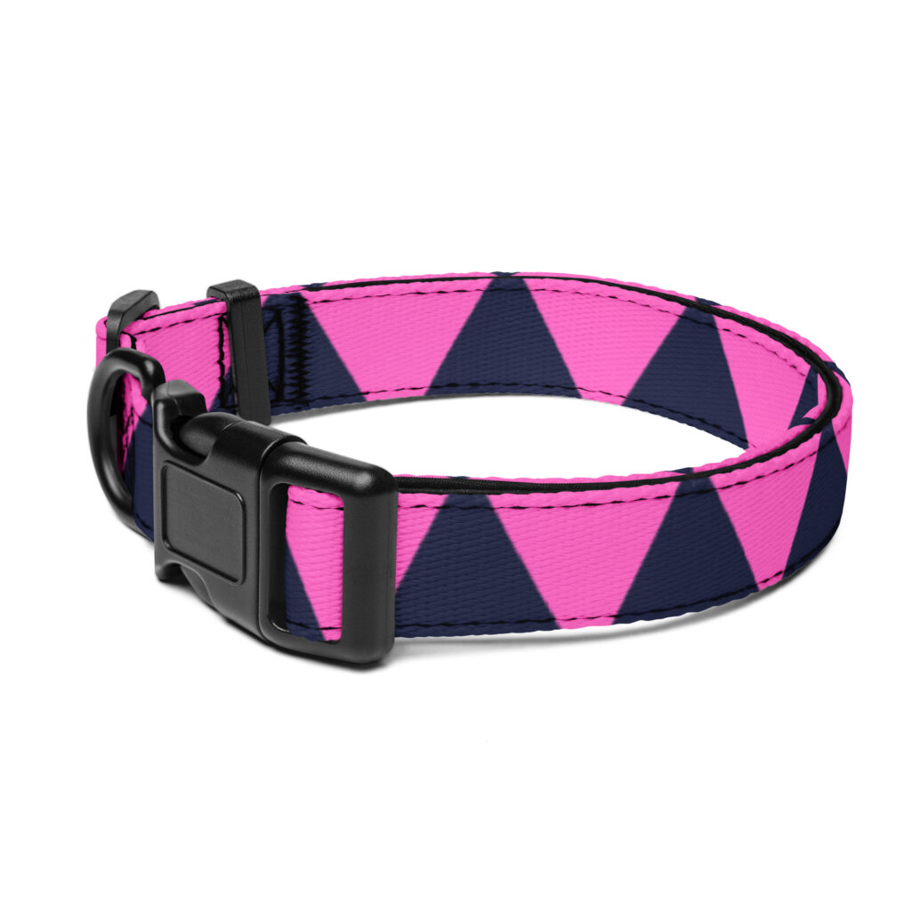 Štýlový obojok pre psa – trojuholníkový vzor čiernej a ružovej