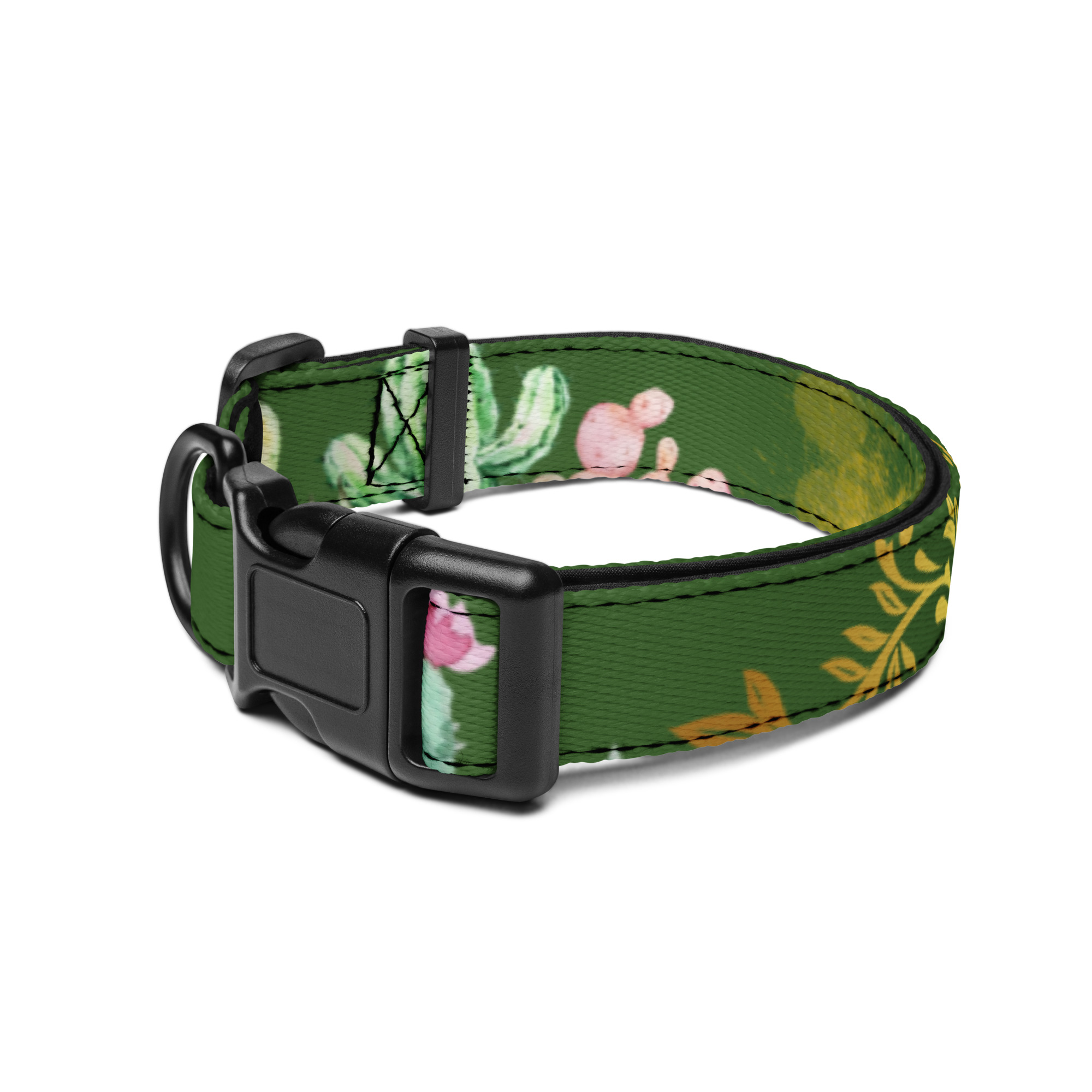 Štýlový obojok pre psa – kaktusy so zlatom – Obrázok 2
