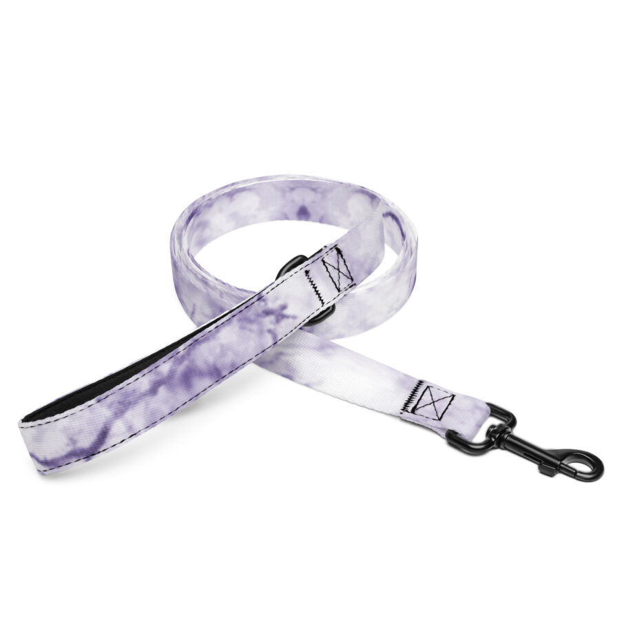 Štýlové vodítko pre psov – fialovo-biely mramorový dizajn